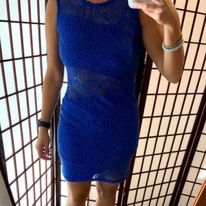 Form Fitting Blue Lace Dress!